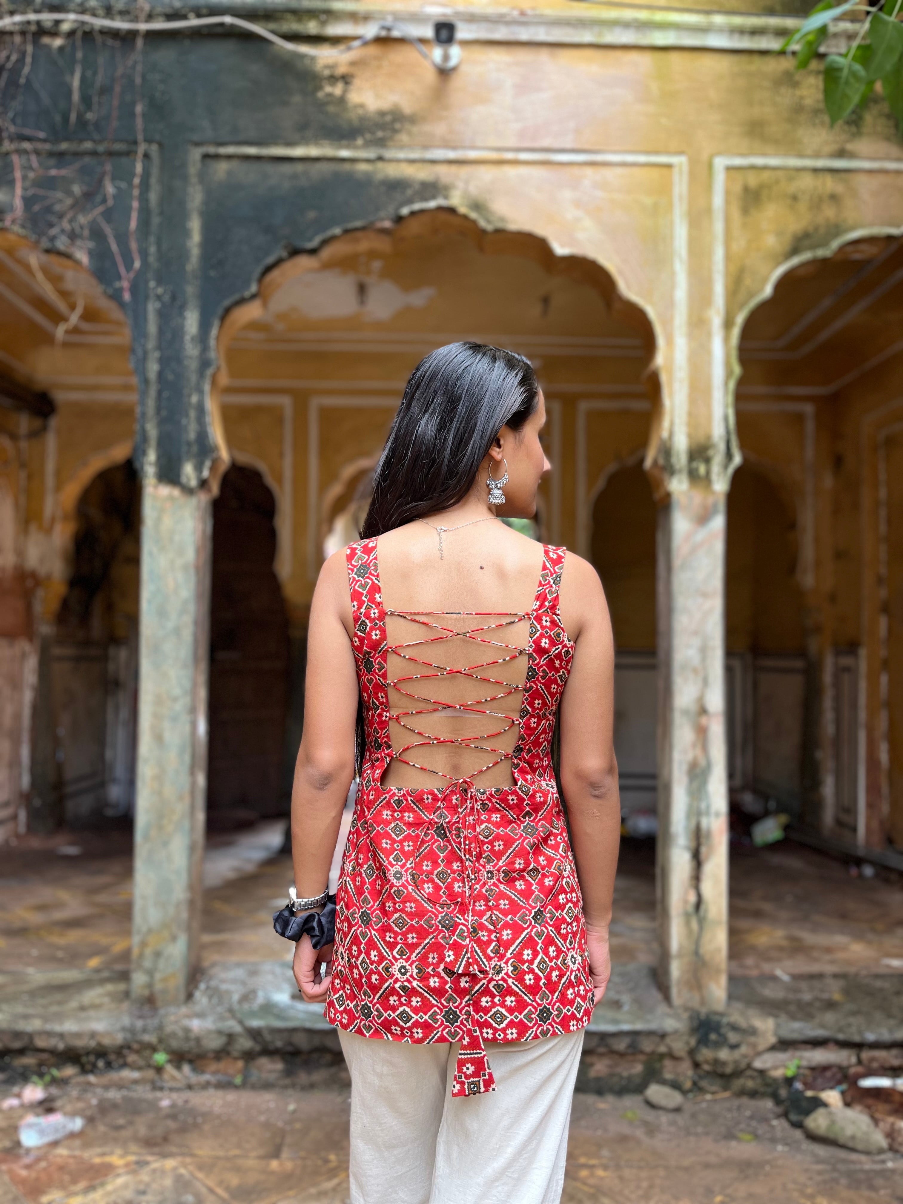 Red Short Corset Kurti
