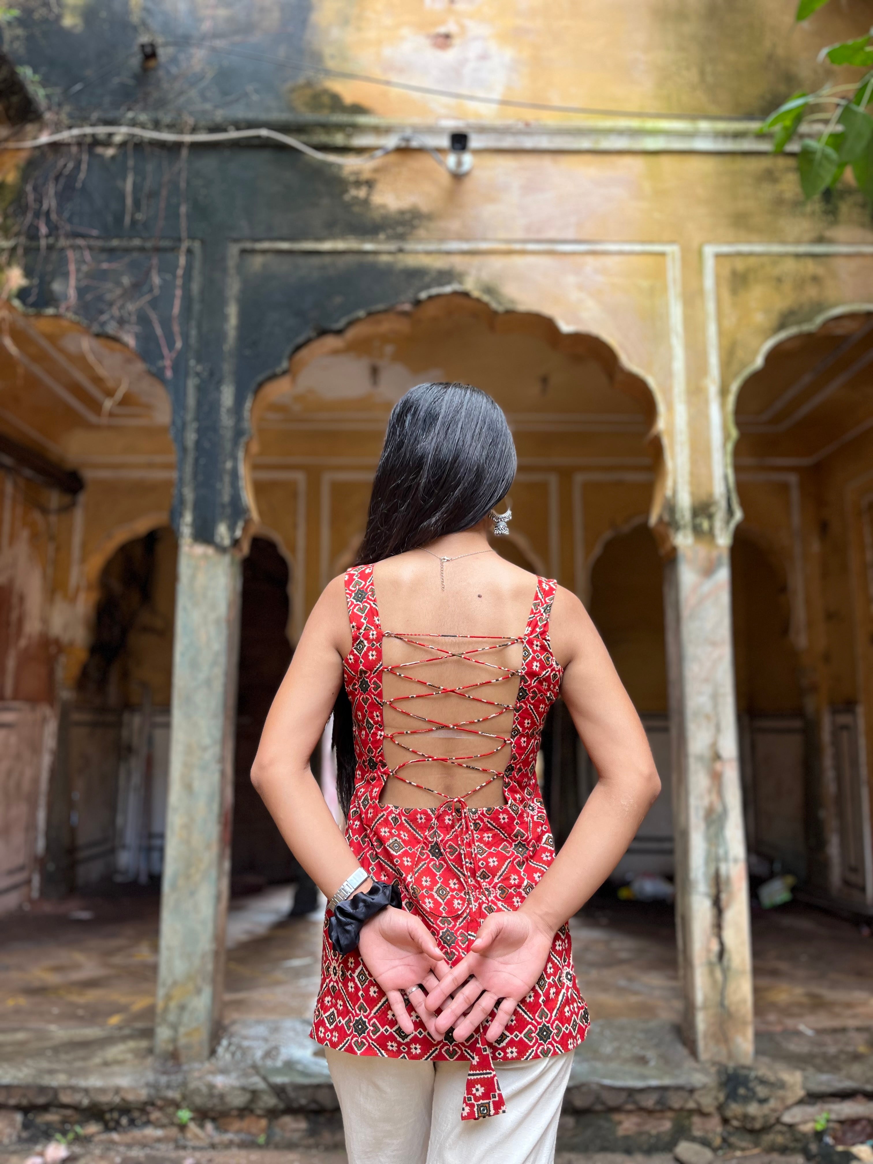 Red Short Corset Kurti