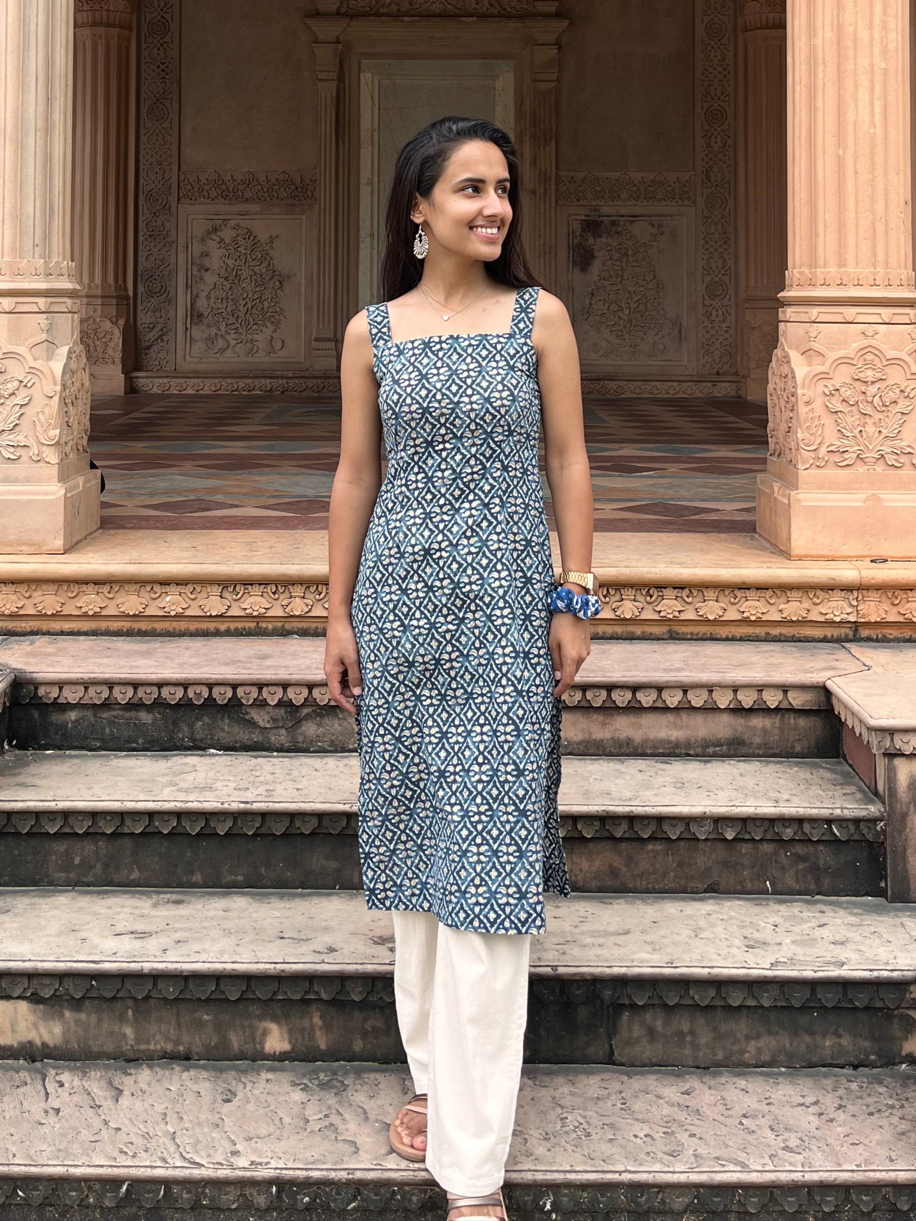 Blue Long Corset Kurti