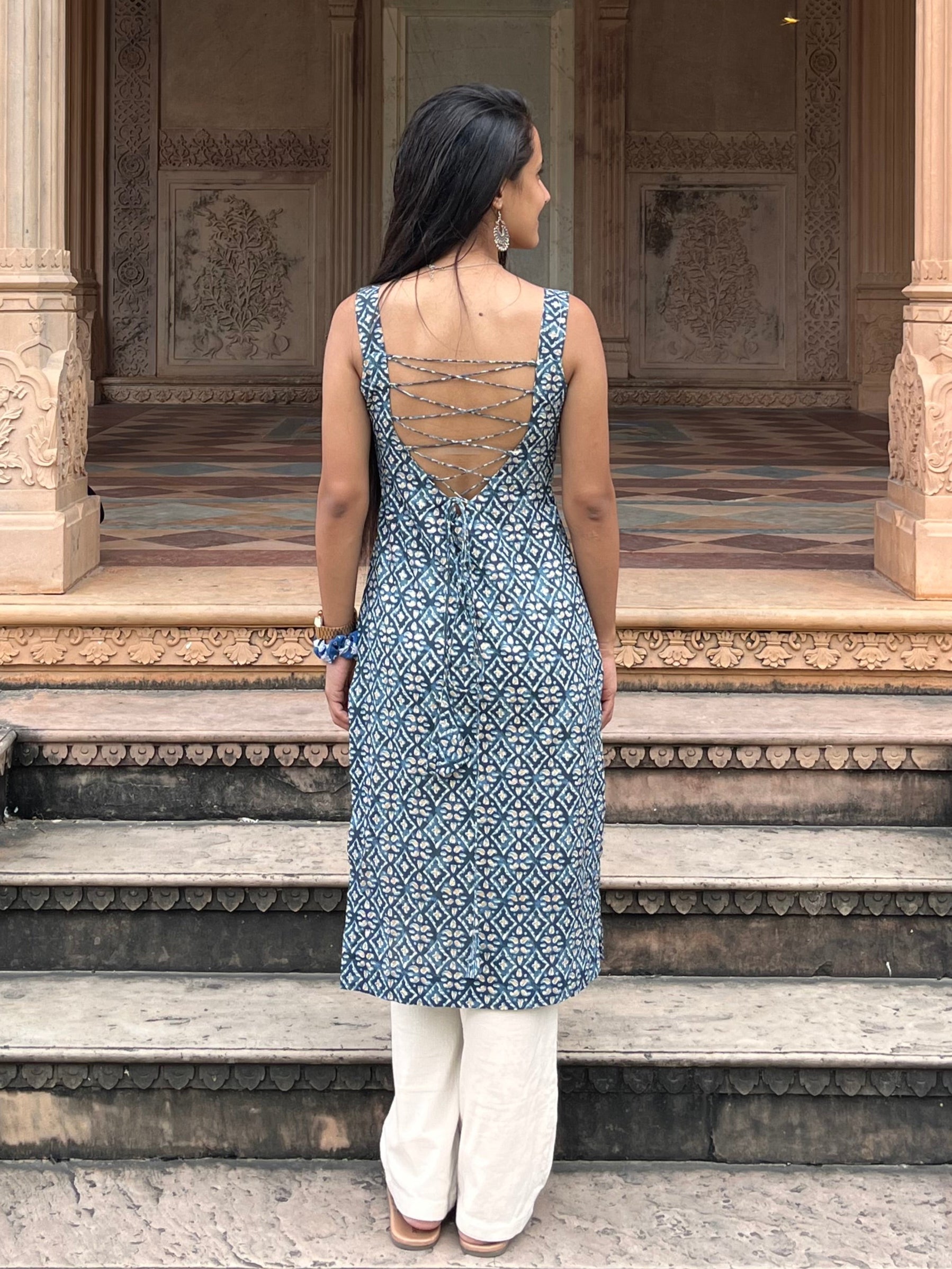 Blue Long Corset Kurti