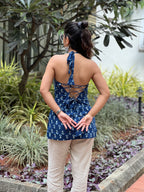 Blue Halter neck Corset Kurti